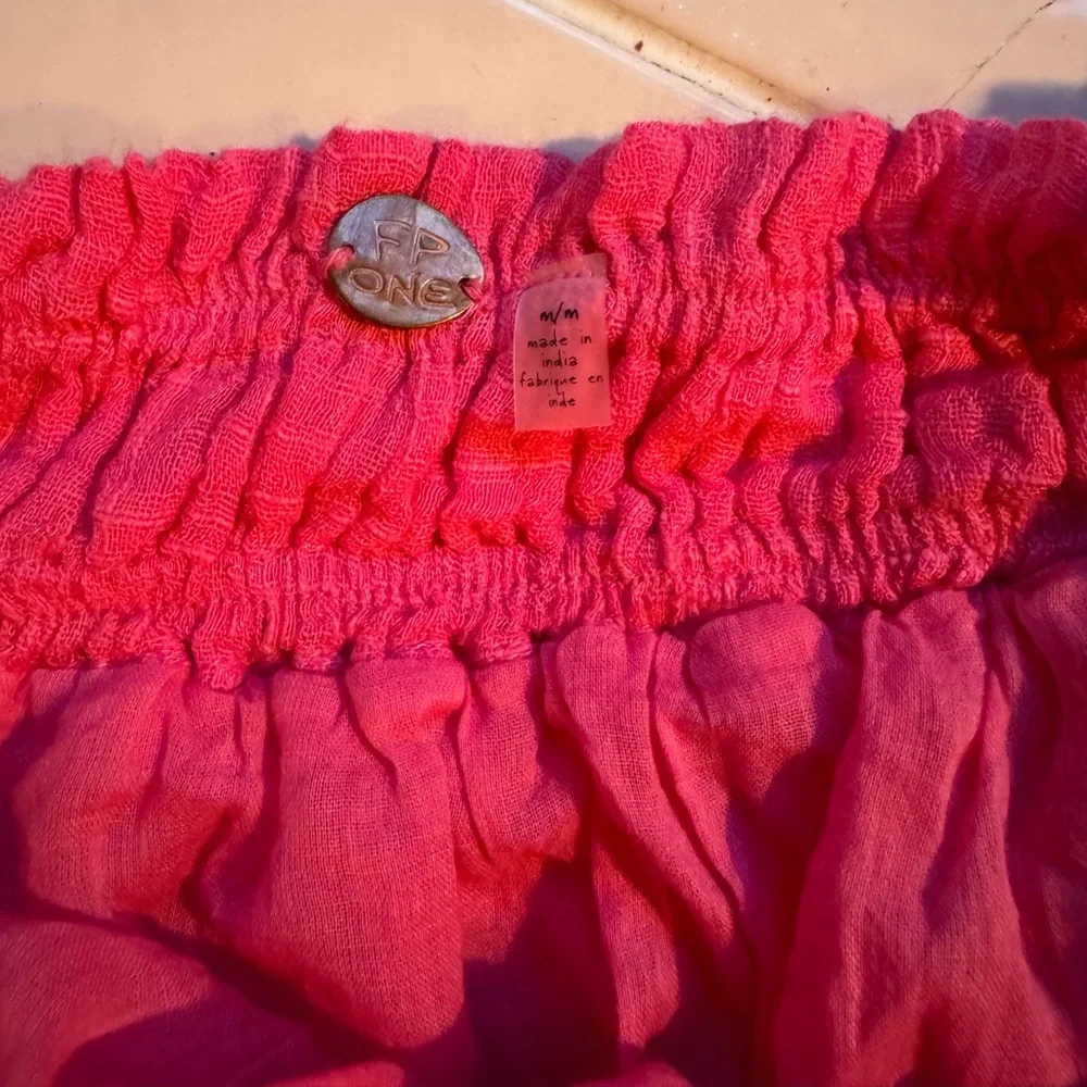Free People One Hot Pink Eyelet Lace Perla Top size M